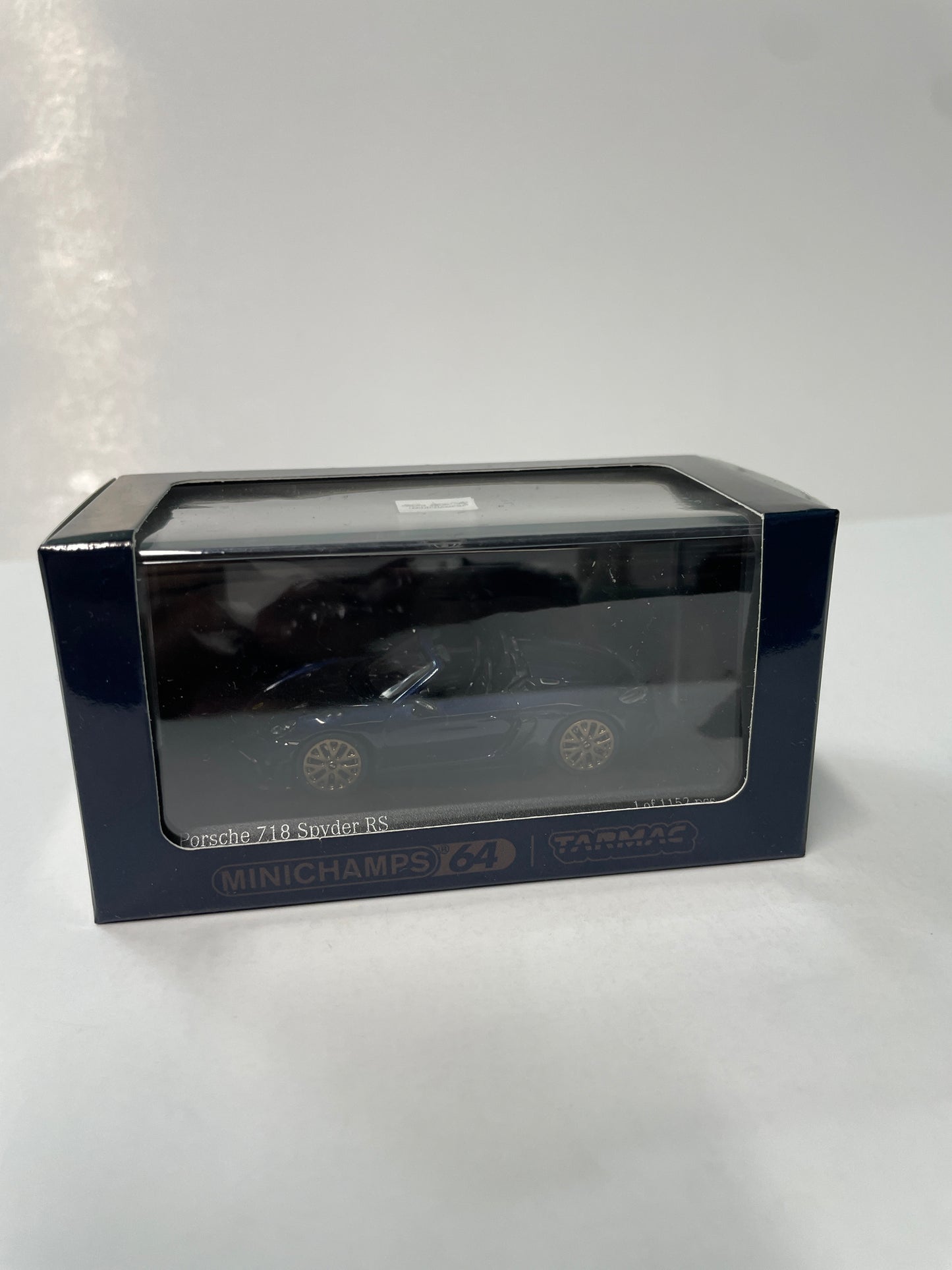 Tarmac Works x Minichamps 1/64 Porsche 718 Spider RS Gentian Blue Metallic - 643 064006