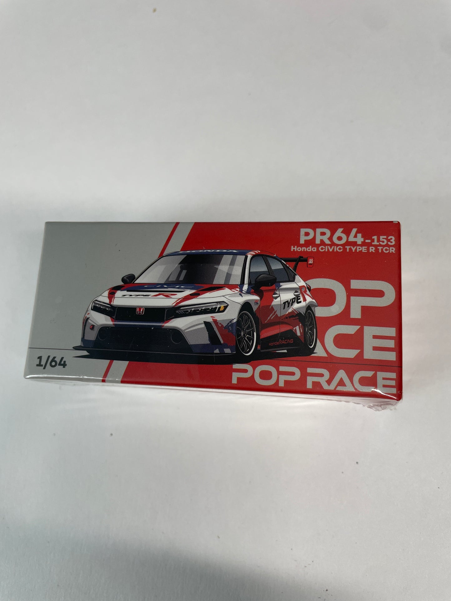Pop Race 1/64 Honda Civic Type R TCR FL5 Presentation White - PR64-0153