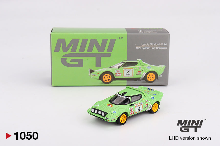 Mini GT 1/64 Lancia Stratos HF #4 1979 Spanish Rally Champion Green - MGT01050