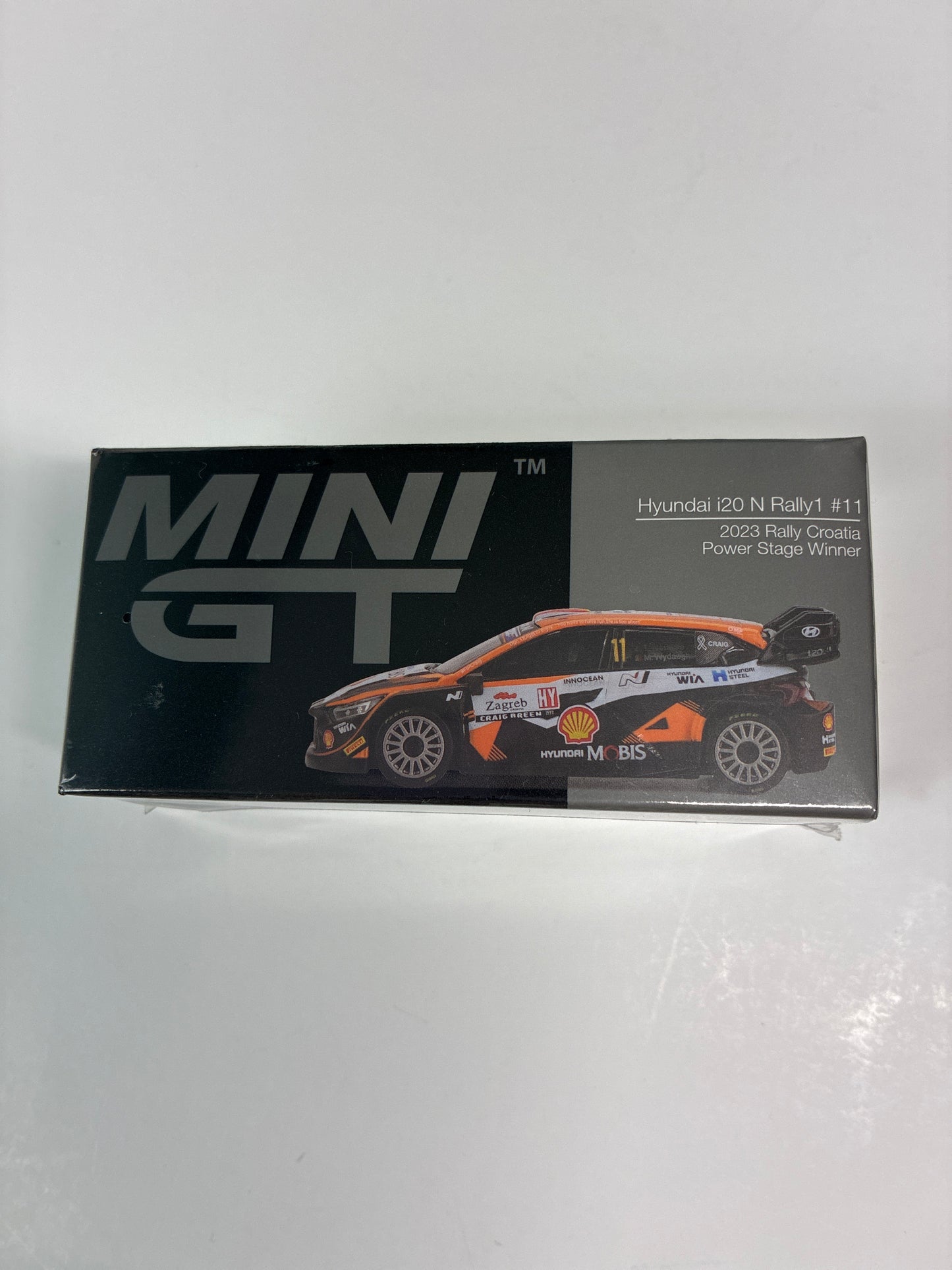 Mini GT 1/64 Hyundai i20 N Rally1 #11 2023 Rally Croatia Power Stage Winner Black & Orange - MGT00972