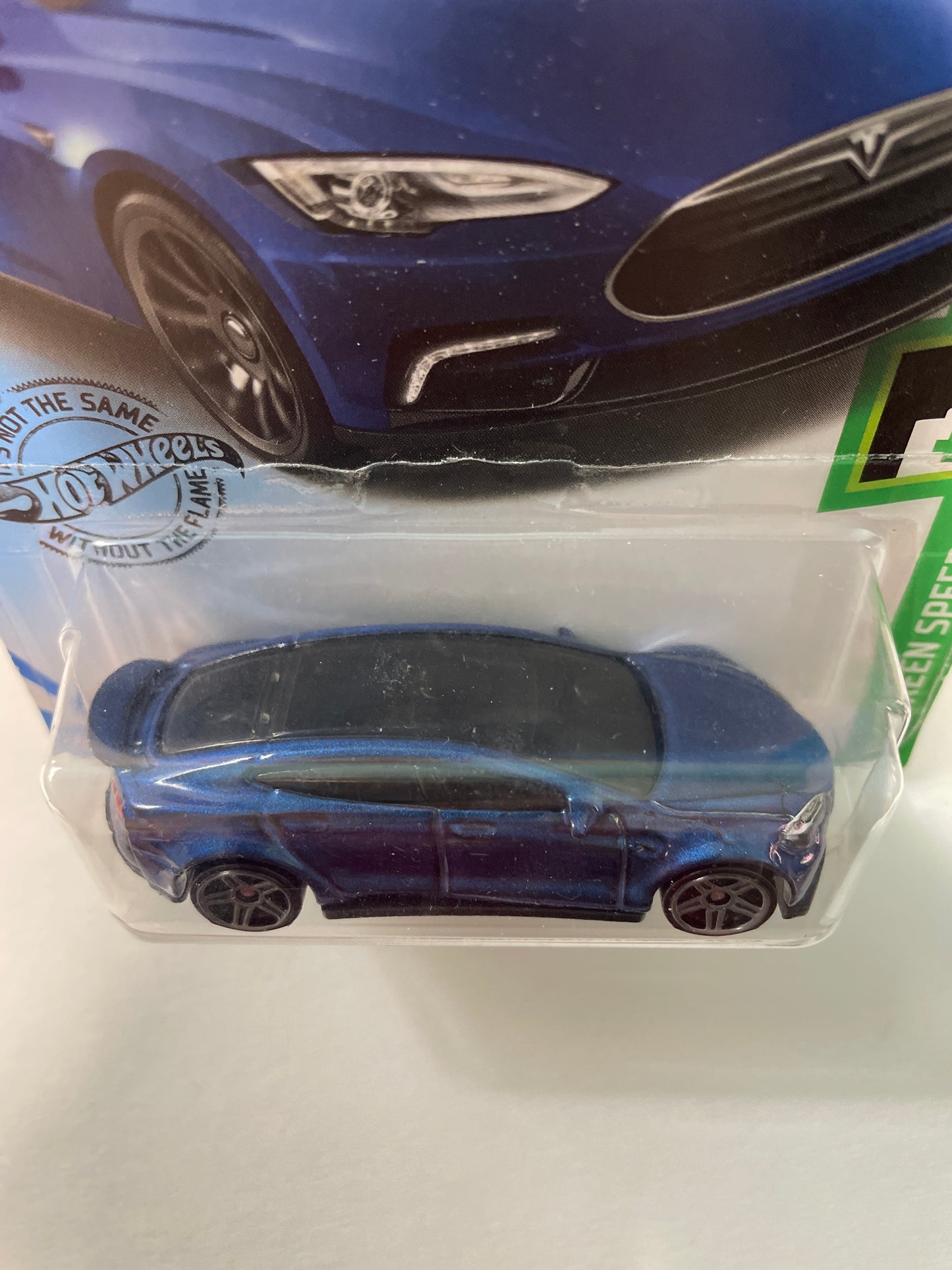 Hot Wheels 1/64 Tesla Model S Blue - Damaged Box