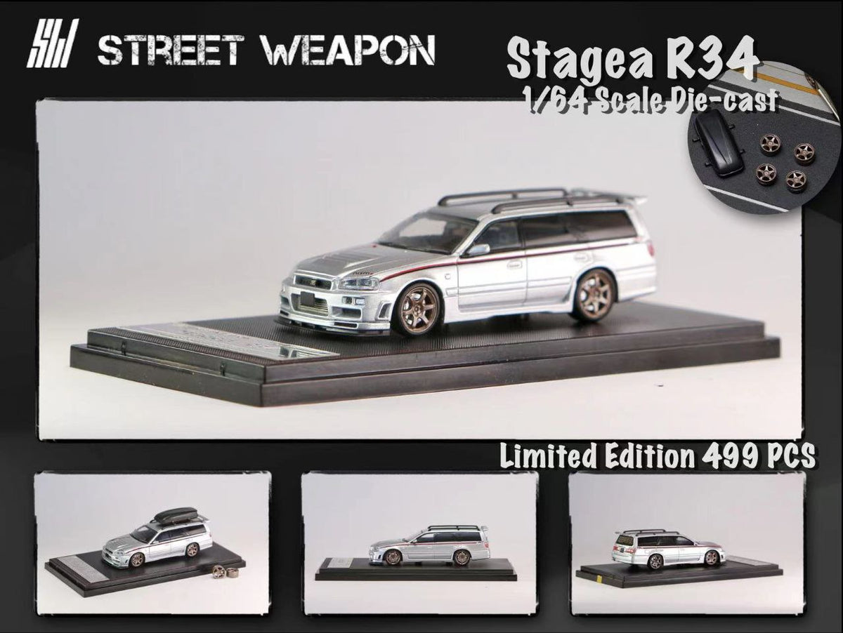 1/64 Street Weapon Nissan Stagea R34 Nismo Silver – Flipn