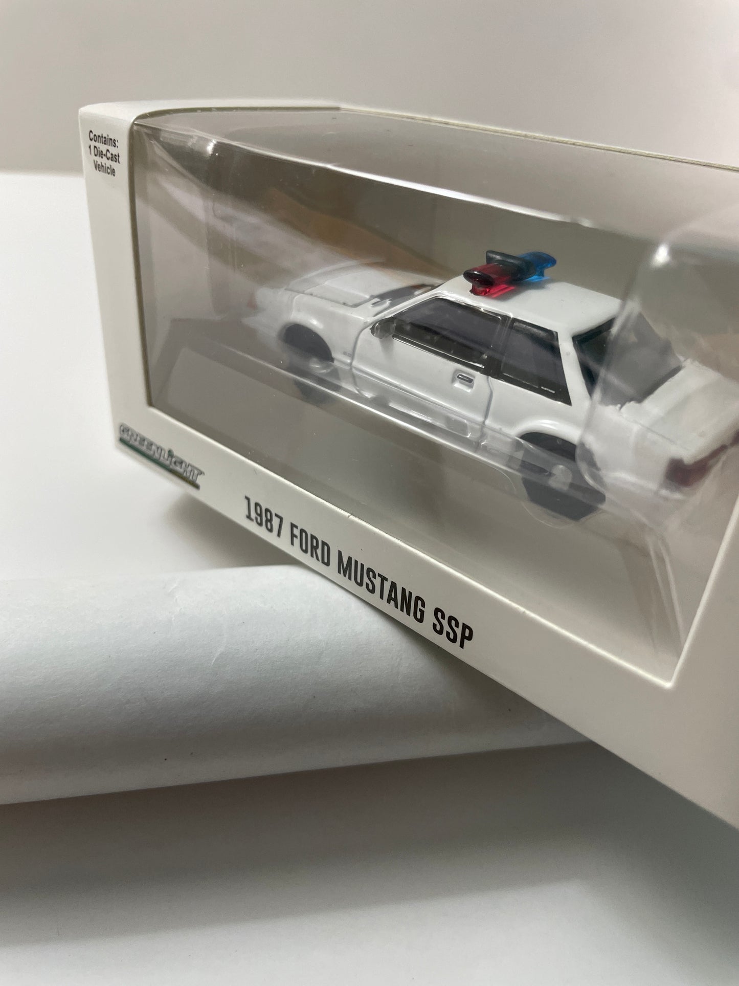 Greenlight 1/64 Hot Pursuit 1987 Ford Mustang SSP Police White