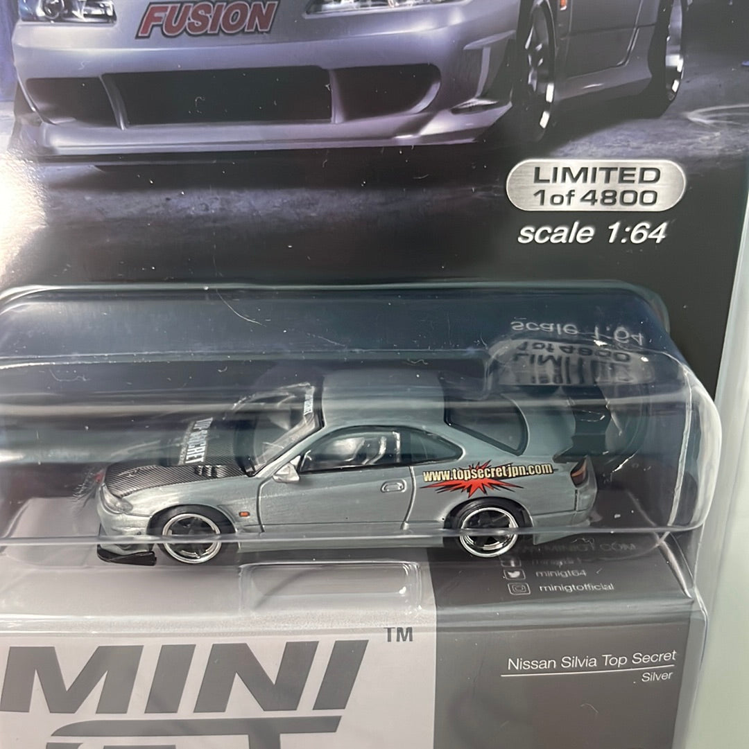 *Chase* Mini GT 1/64 Nissan Silvia Top Secret (S15) – Silver – Mijo Exclusives