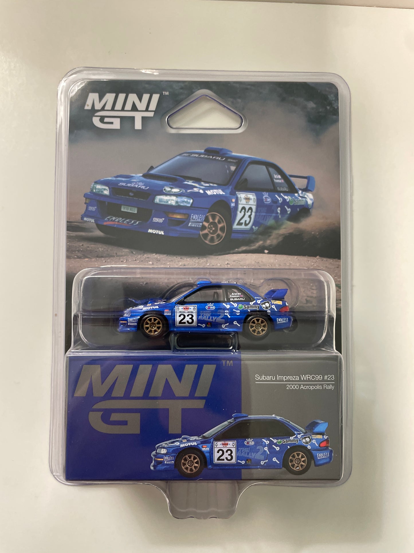 Mini GT 1/64 Subaru Impreza WRC99 #23 2000 Acropolis Rally - MGT01078-BL