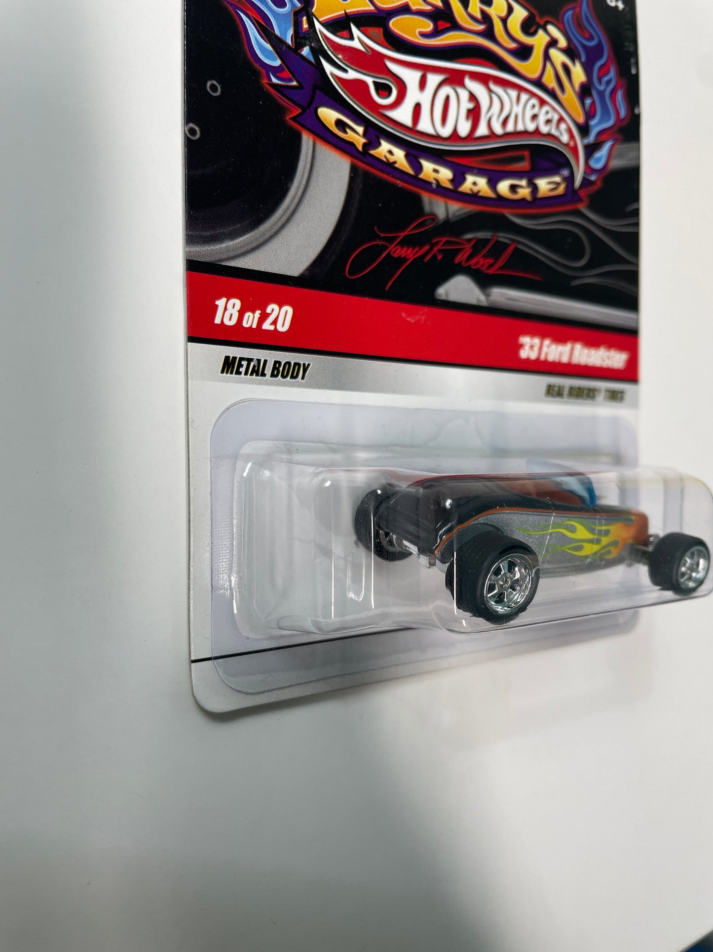 *Chase* Hot Wheels 1/64 Larry’s Garage ‘33 Ford Roadster (Signed Base) Black - Damaged Card