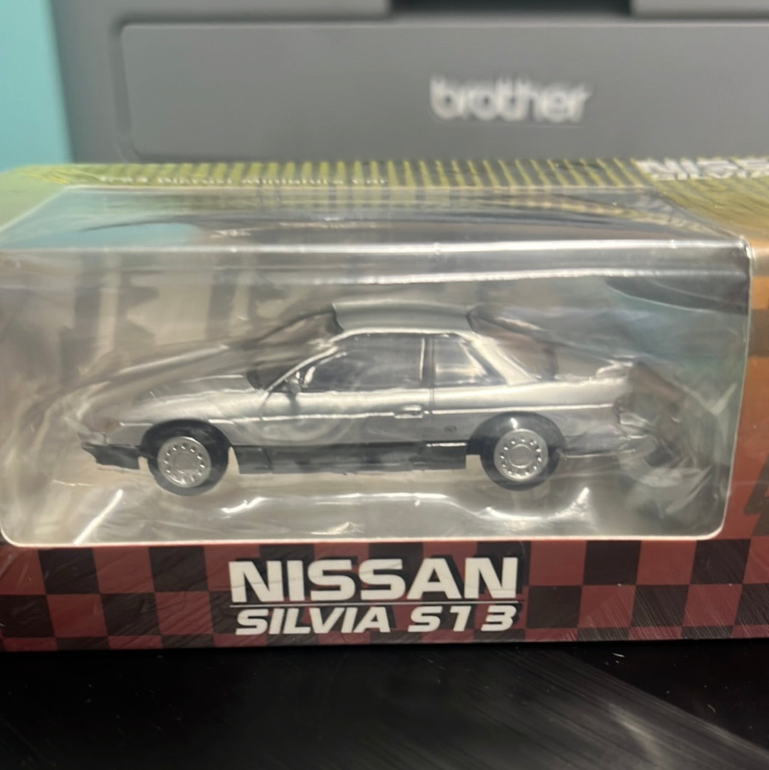 BM Creations 1/64 Nissan Silvia S13 Silver/Grey (Two-Tone) w/ Extra Wheels & Bodykit