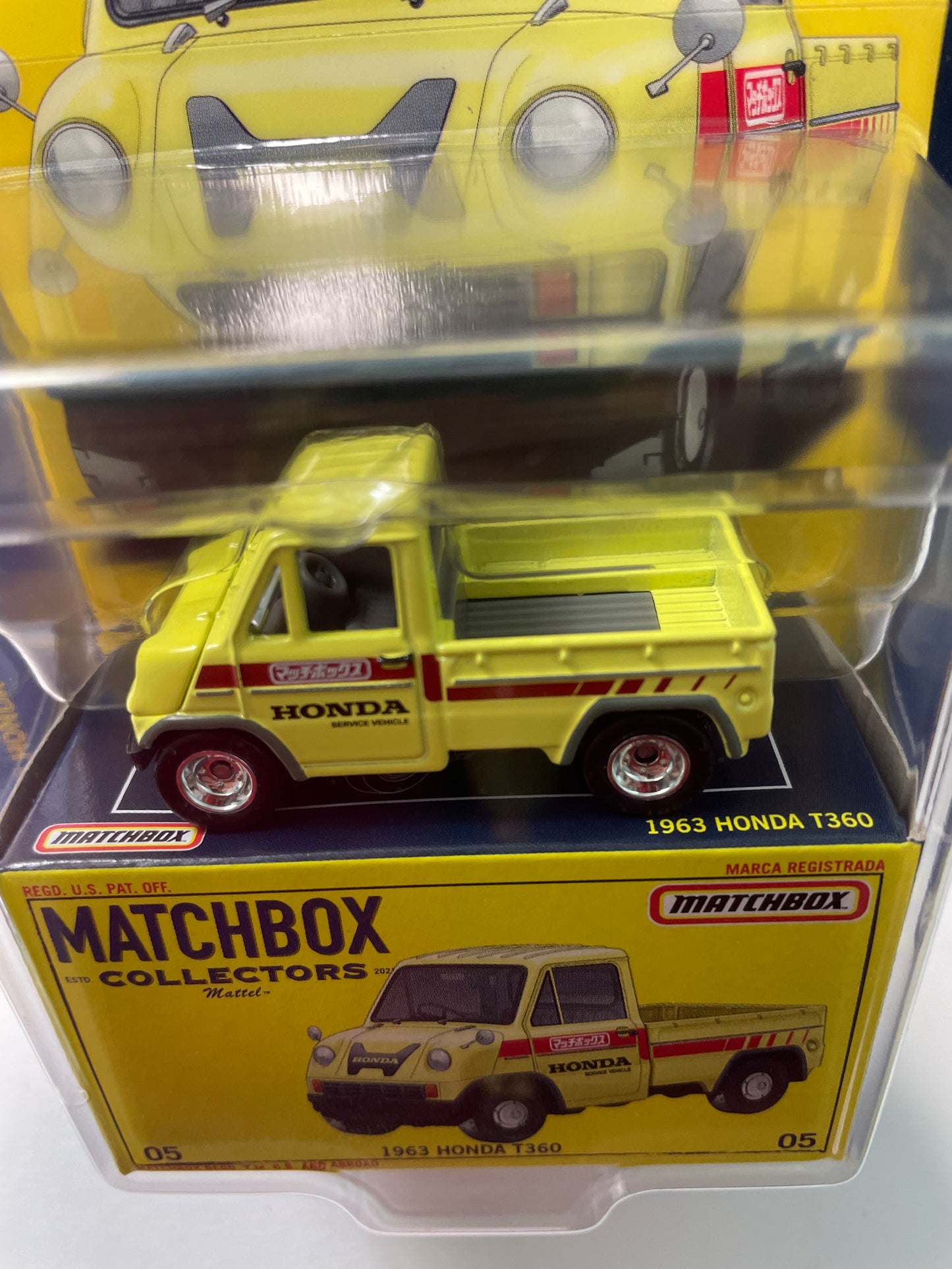 Matchbox Collectors 1/64 1963 Honda T360 Yellow - HFL79 - Damaged Box