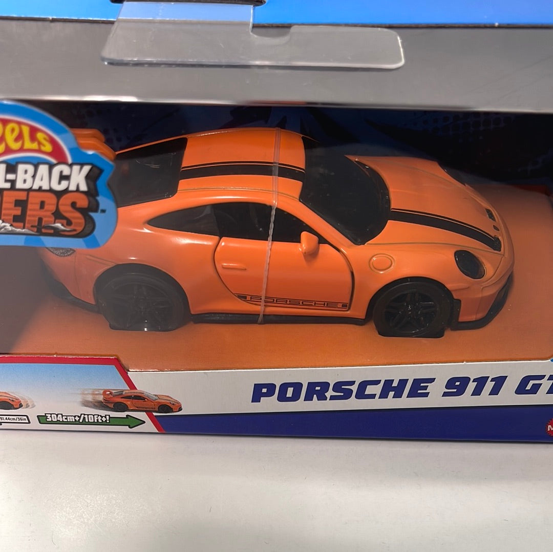 1/43 Hot Wheels Pull-Back Speeders Porsche 911 GT3 Orange