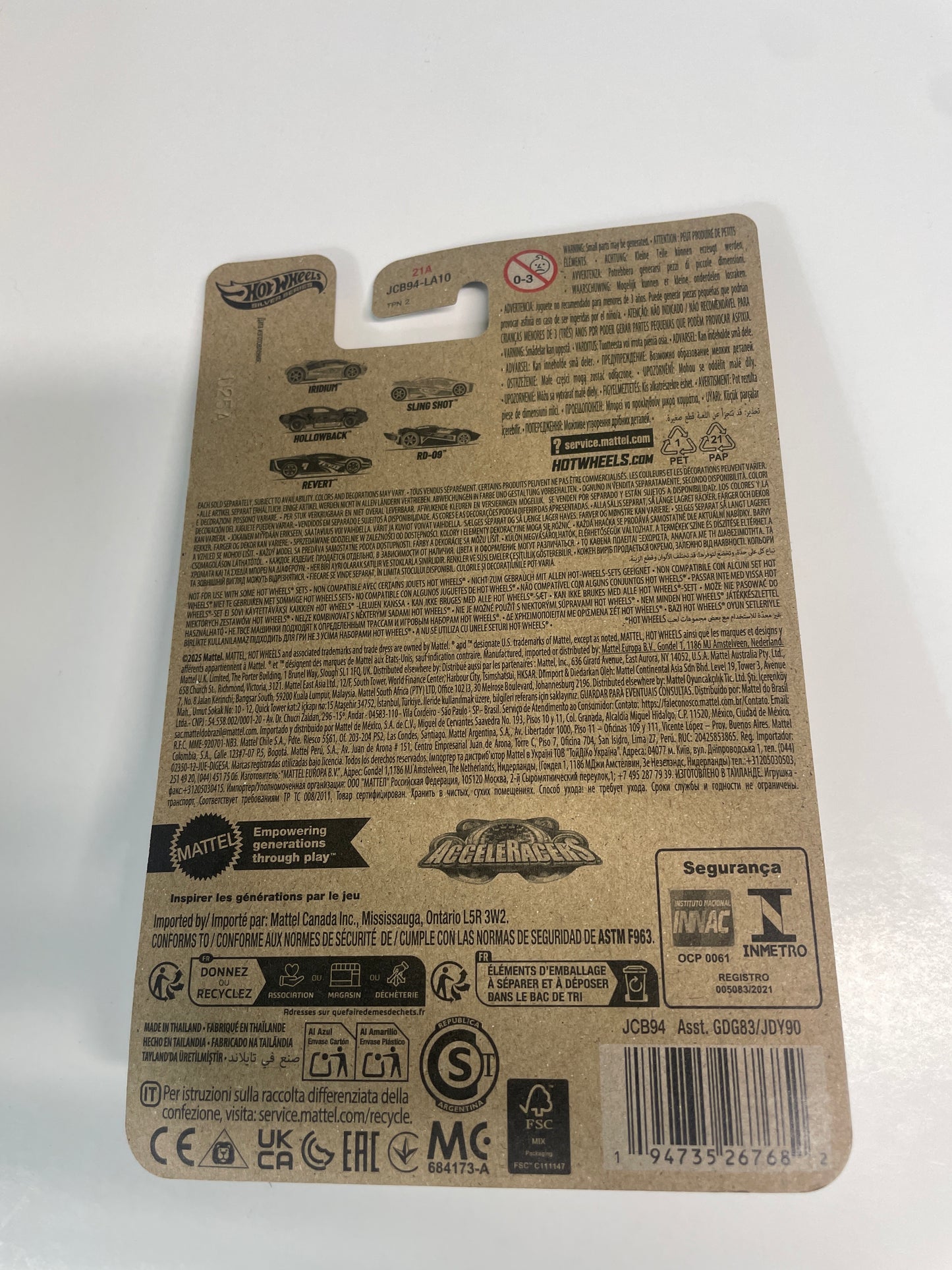 Hot Wheels 1/64 Silver Series Acceleracers Sling Shot Teku White/Blue - JCB94 (Euro Card) - Damaged Box