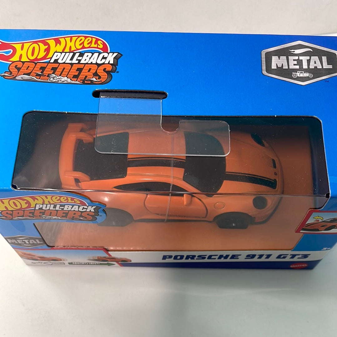 1/43 Hot Wheels Pull-Back Speeders Porsche 911 GT3 Orange