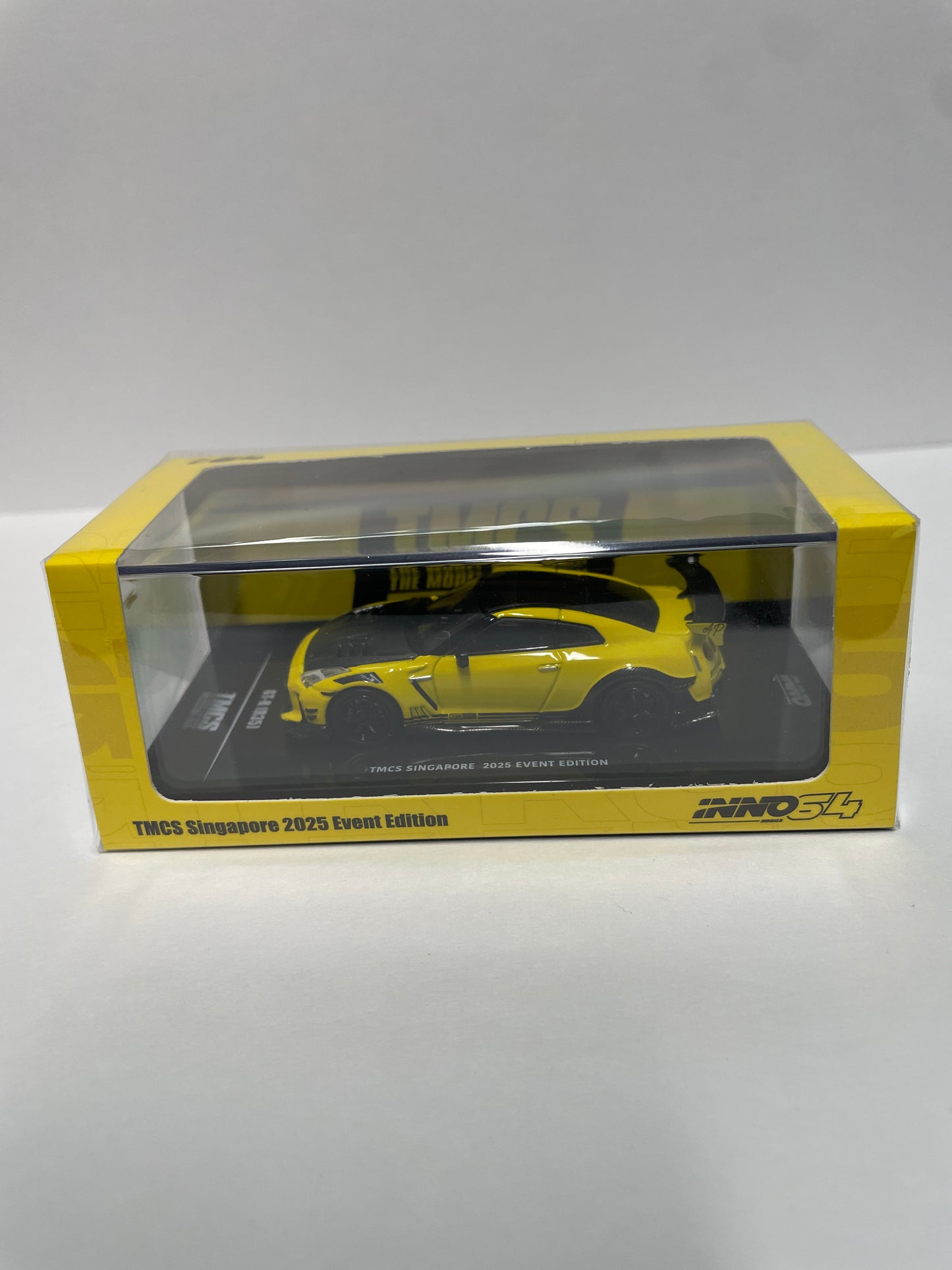 Inno64 1/64 The Model Car Show Singapore 2025 Event Edition Nissan GT-R (R35) Yellow - IN64-R35TS-TMCSS25