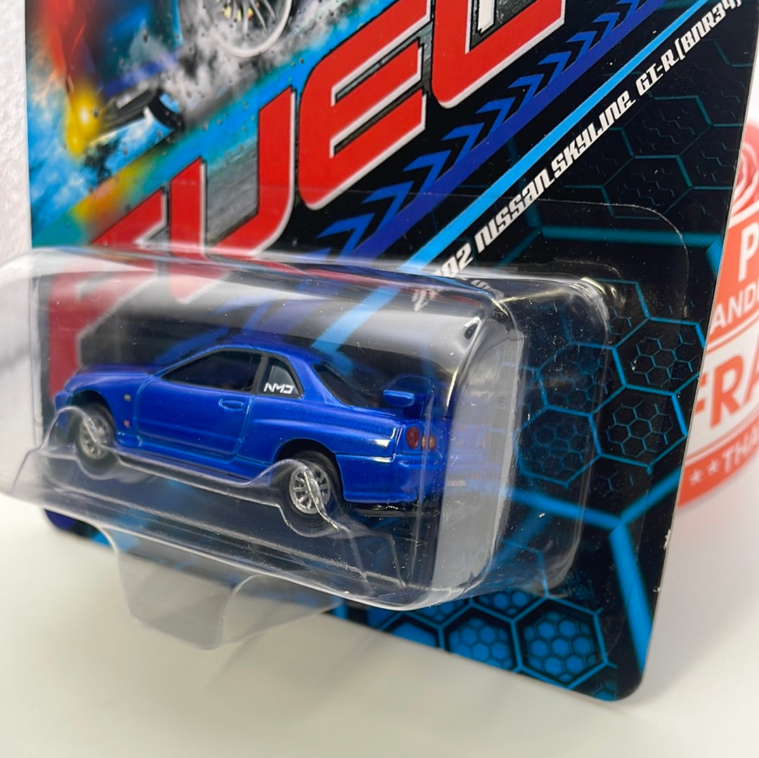 Johnny Lightning 1/64 2023 Fuel Fest 2002 Nissan Skyline GT-R (BNR34) Blue