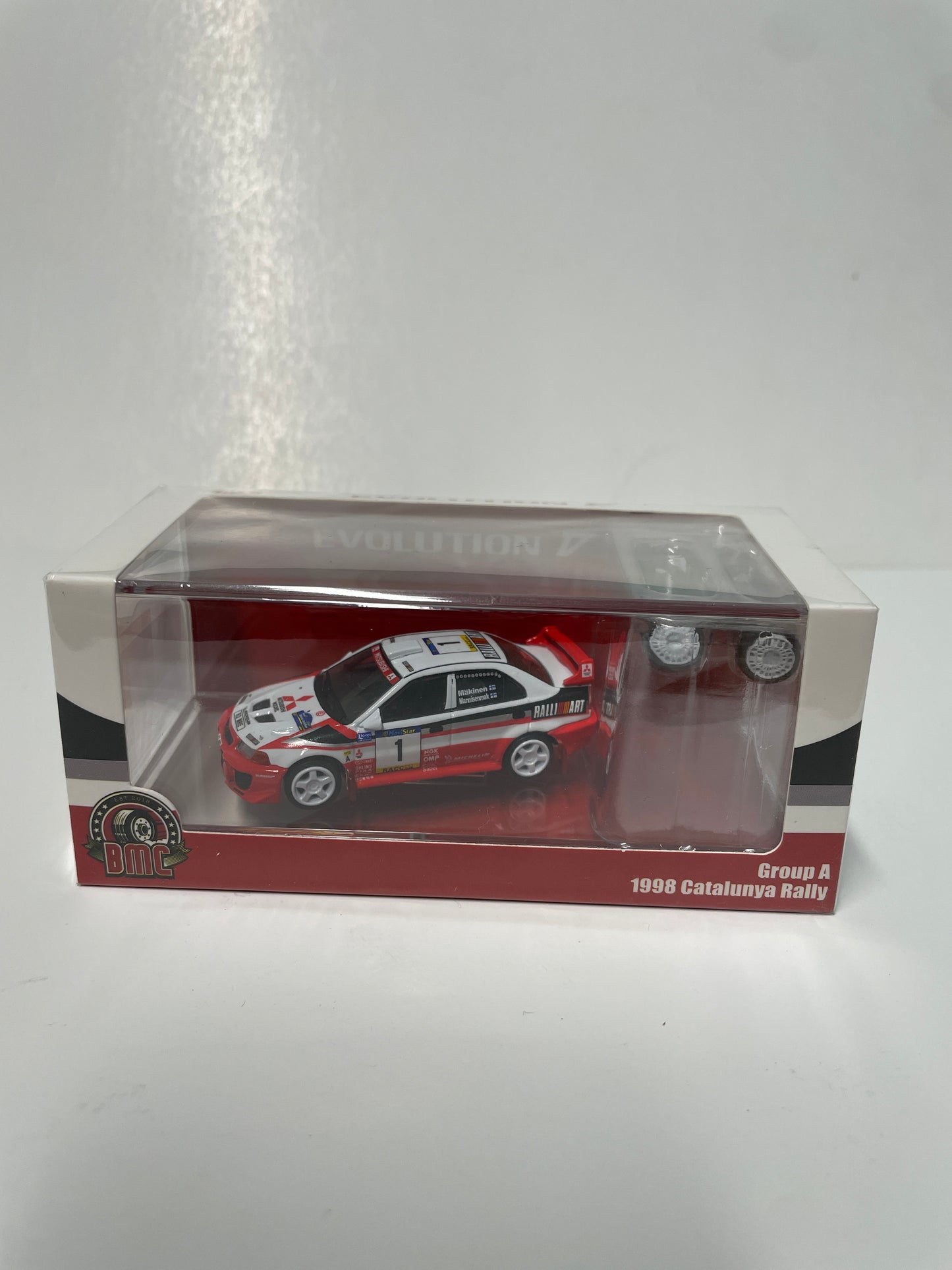 BM Creations 1/64 Mitsubishi Lancer Evolution V Group A 1998 Catalunya Rally #1 White & Red - 64B0409