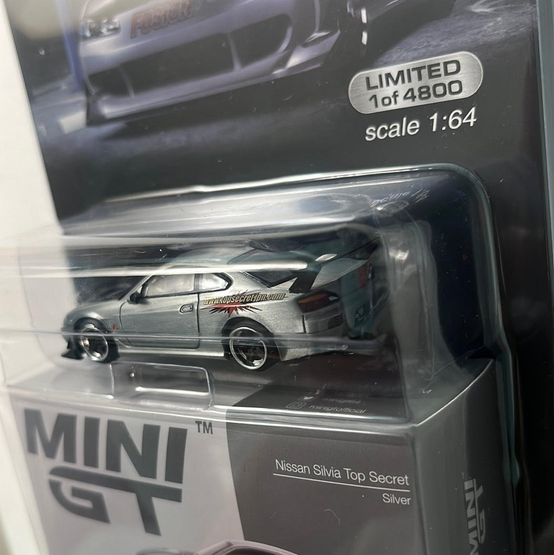 *Chase* Mini GT 1/64 Nissan Silvia Top Secret (S15) – Silver – Mijo Exclusives