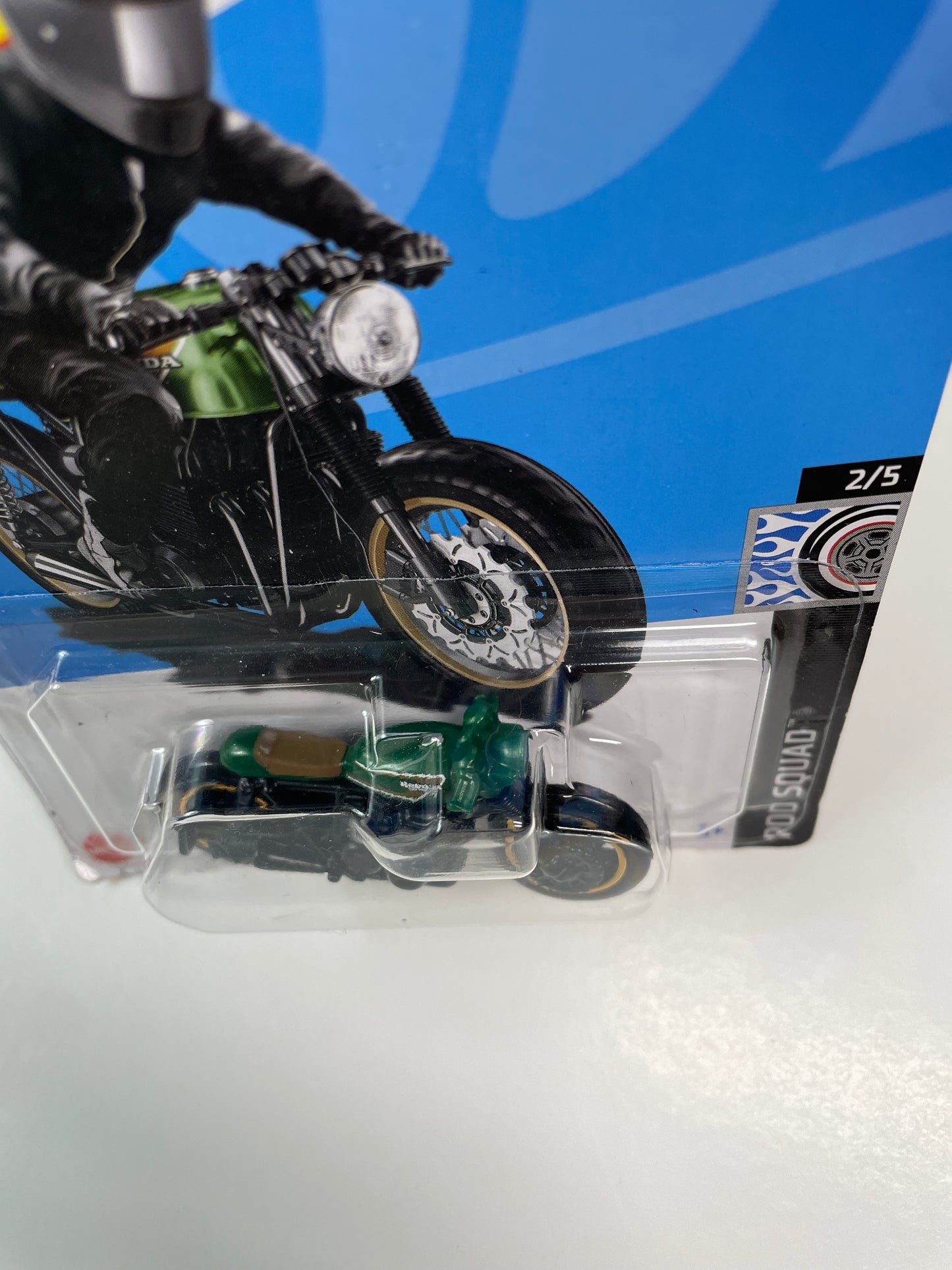 Hot Wheels 1/64 Honda CB750 Café Black & Green - Damaged Card