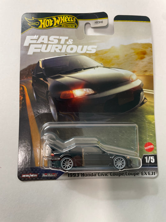 Hot Wheels 1/64 Fast & Furious Mix M 1993 Honda Civic Coupe/ Coupé EX EJ1 Black