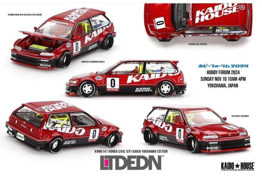 Mini GT x Kaido House 1/64 LTDEDN Yokohama Honda Civic (EF) Kanjo Kaidohouse Exclusive Red
