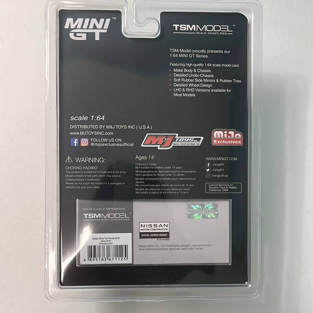 *Chase* Mini GT 1/64 Nissan Silvia Top Secret (S15) – Silver – Mijo Exclusives