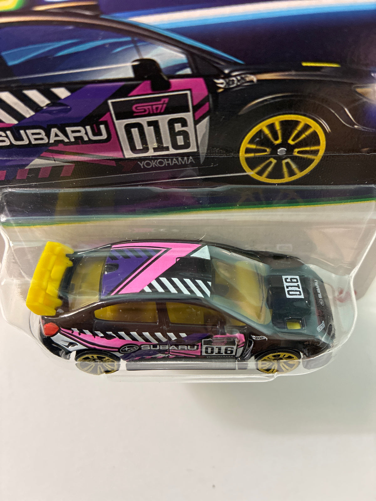 Hot Wheels 1/64 Neon Speeders 2016 Subaru WRX STI Black & Pink - JKY06