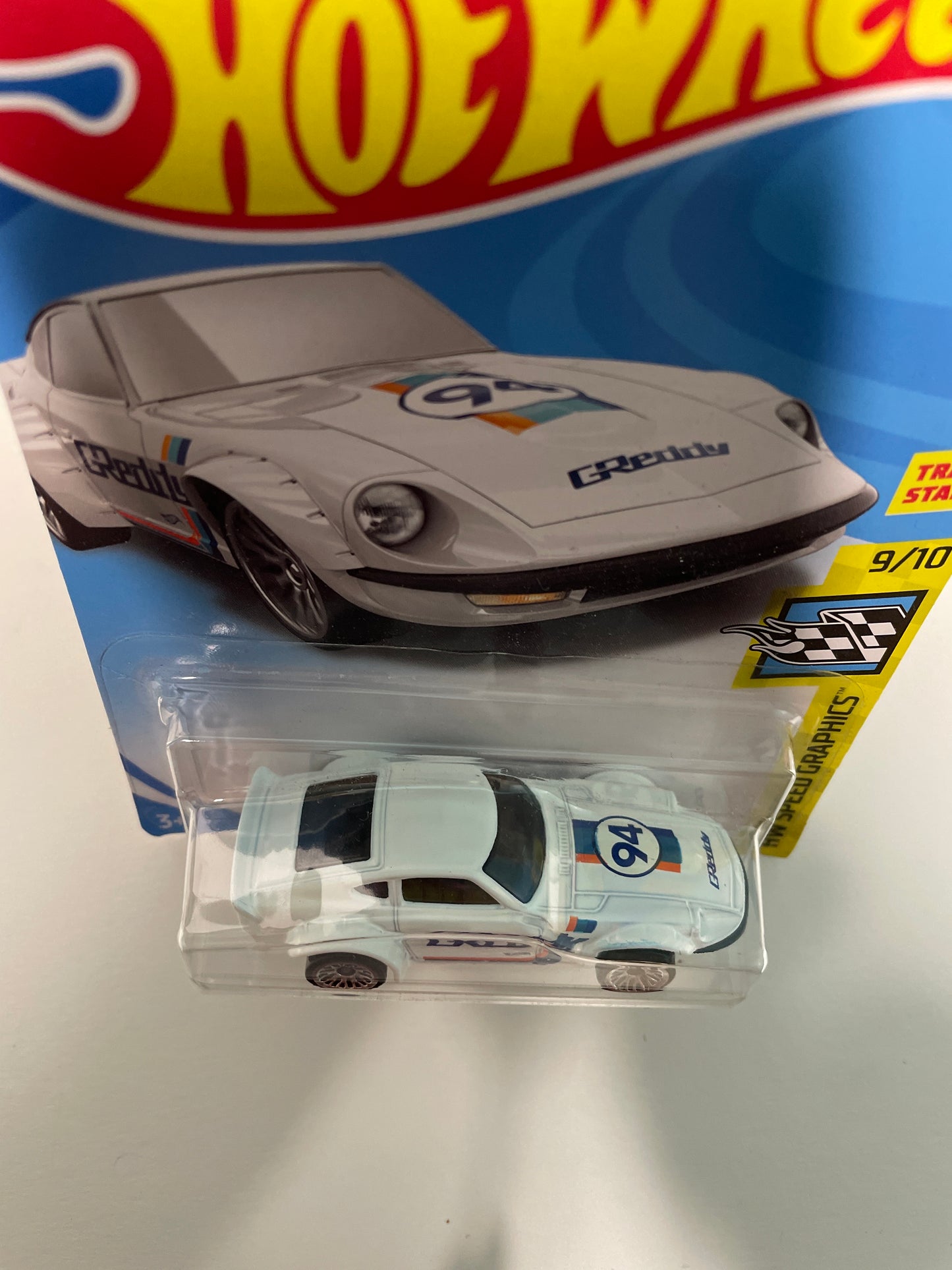 Hot Wheels 1/64 Nissan Fairlady Z Greddy White - Damaged Box
