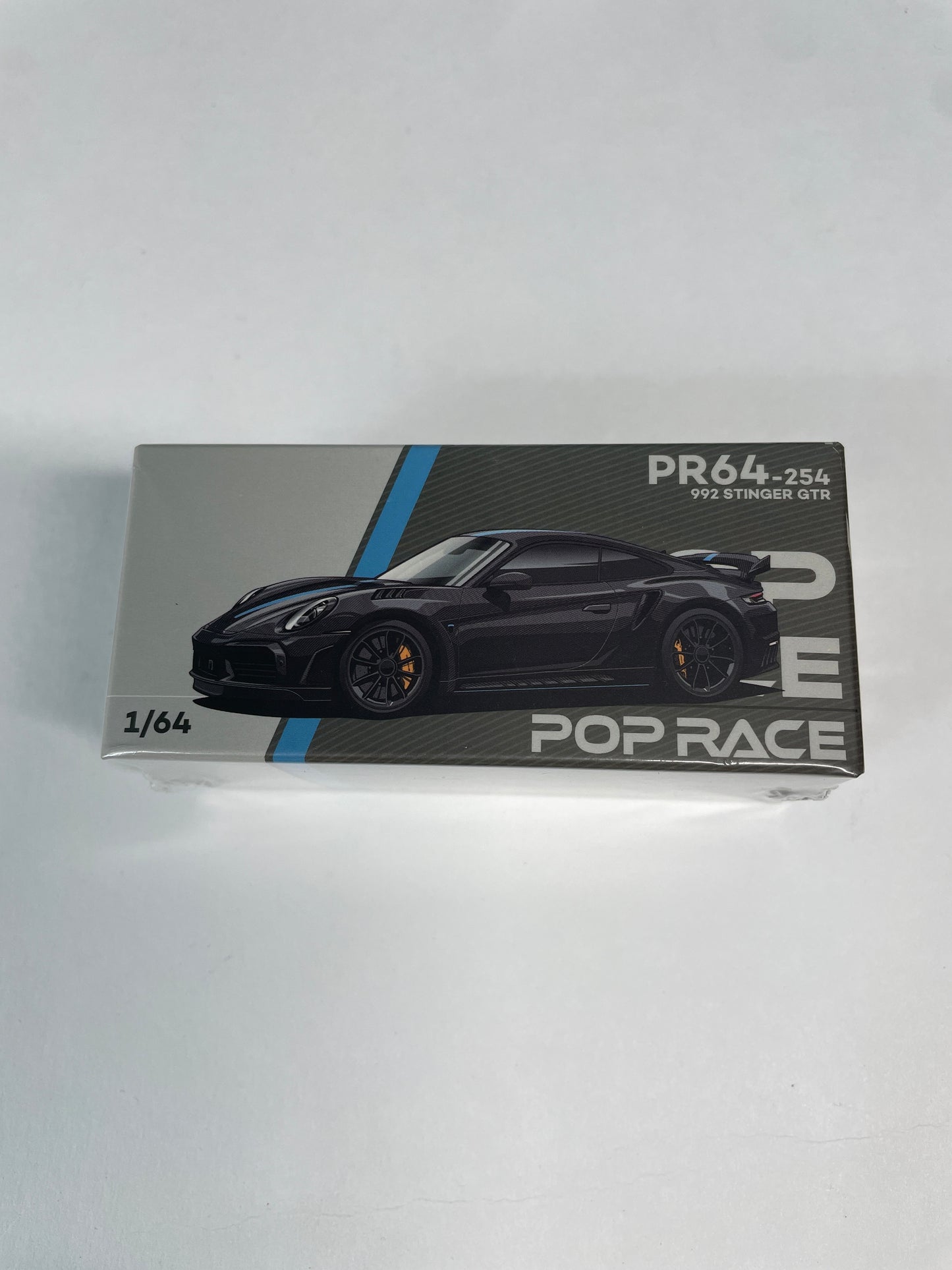 Pop Race 1/64 992 Porsche Stinger GTR Carbon Edition Black & Blue Line - PR64-0254