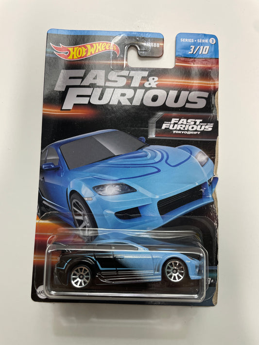 Hot Wheels 1/64 Fast And Furious Series 3 Mazda RX-8 Blue - Damaged Card