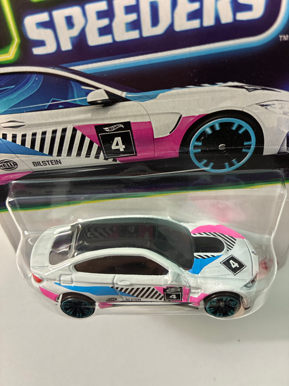 Hot Wheels 1/64 Neon Speeders BMW M4 White & Pink - JKY02
