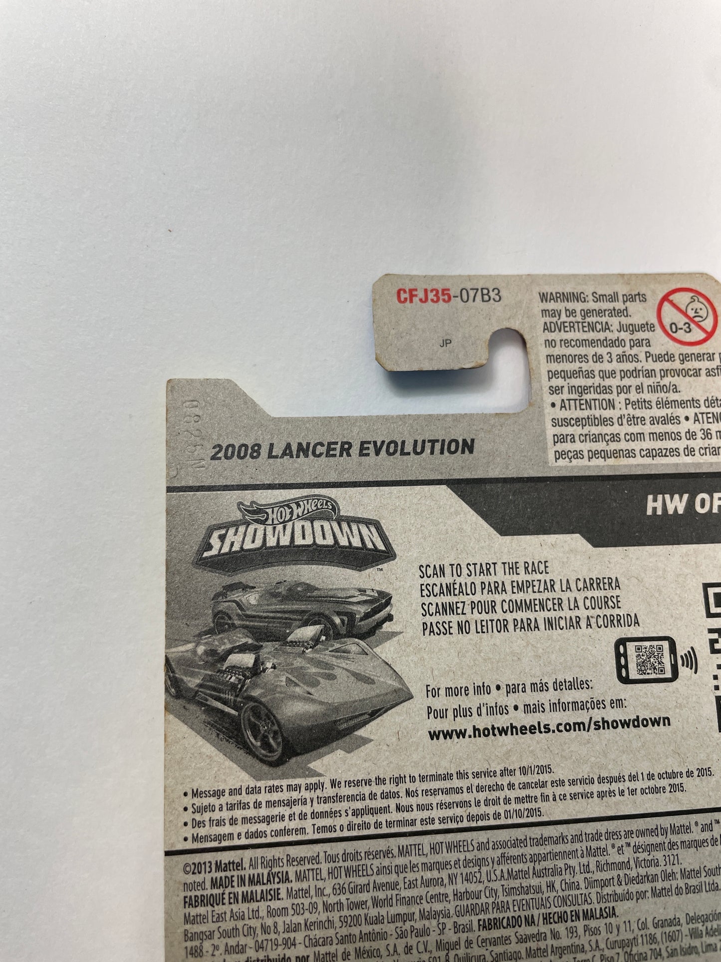 Hot Wheels 1/64 Factory custom Super Treasure Hunt 2008 Mitsubishi Lancer Evolution Orange w/ Black Wheels- Damaged Card