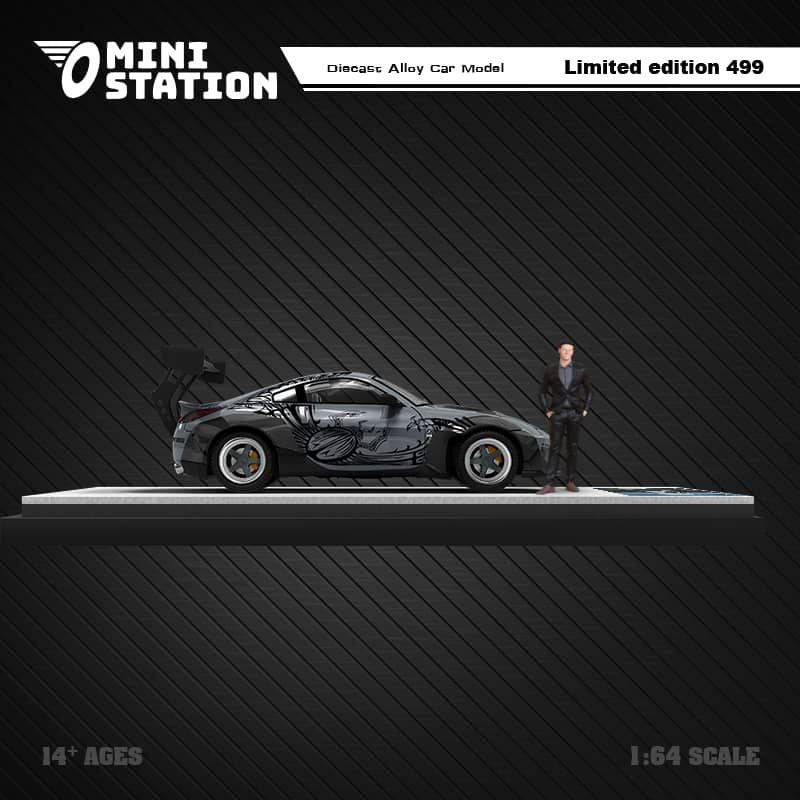 Mini Station 1/64 Fast And Furious Nissan 350Z w/ Figure Grey & Black