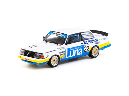 Tarmac Works 1/64 Volvo 240 Turbo ETCC Zolder 1984 Winner Ulf Granberg / Robert L. Kvist #22 - HOBBY64 White