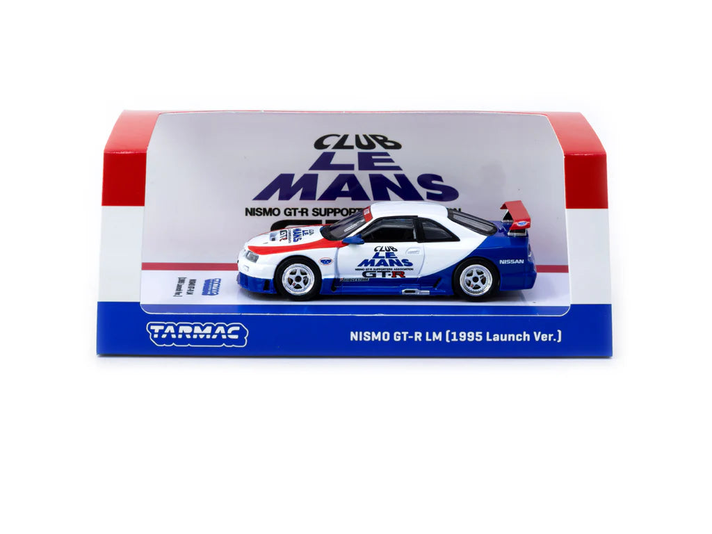 Tarmac Works 1/64 Nissan NISMO GT-R LM (1995 Launch Ver.) - HOBBY64 White & Blue - T64-067-TC