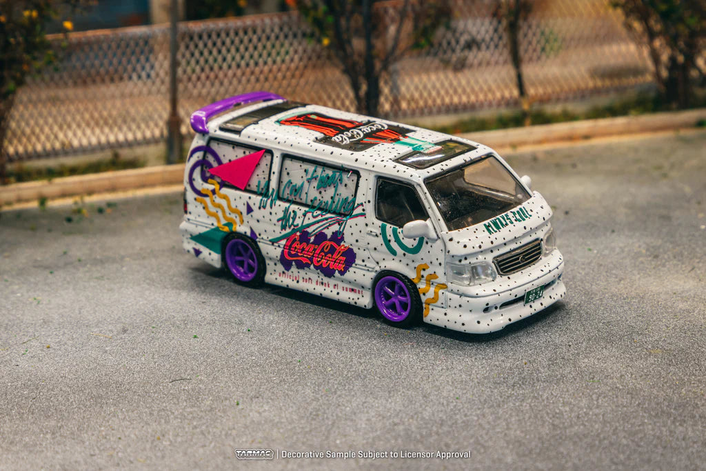 Tarmac Works 1/64 Toyota Hiace Wagon Custom Coca-Cola Delivery Van - HOBBY64 White