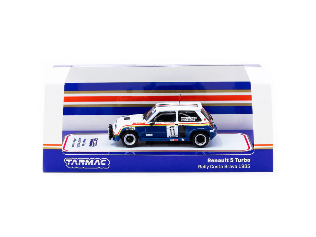 Tarmac Works 1/64 Renault 5 Turbo Rally Costa Brava 1985 #11 - HOBBY64 White & Blue