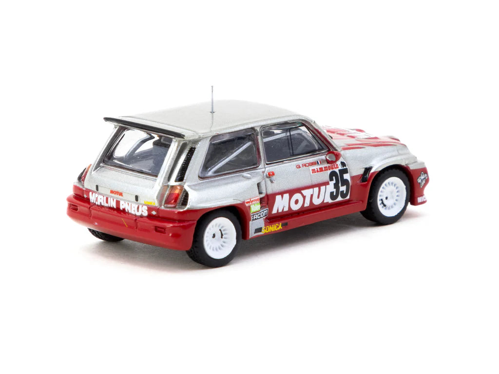 Tarmac Works 1/64 Renault 5 MAXI Turbo European Hill-Climb Championship 1987 Giovanni Rossi #35 - HOBBY64 Red & Silver