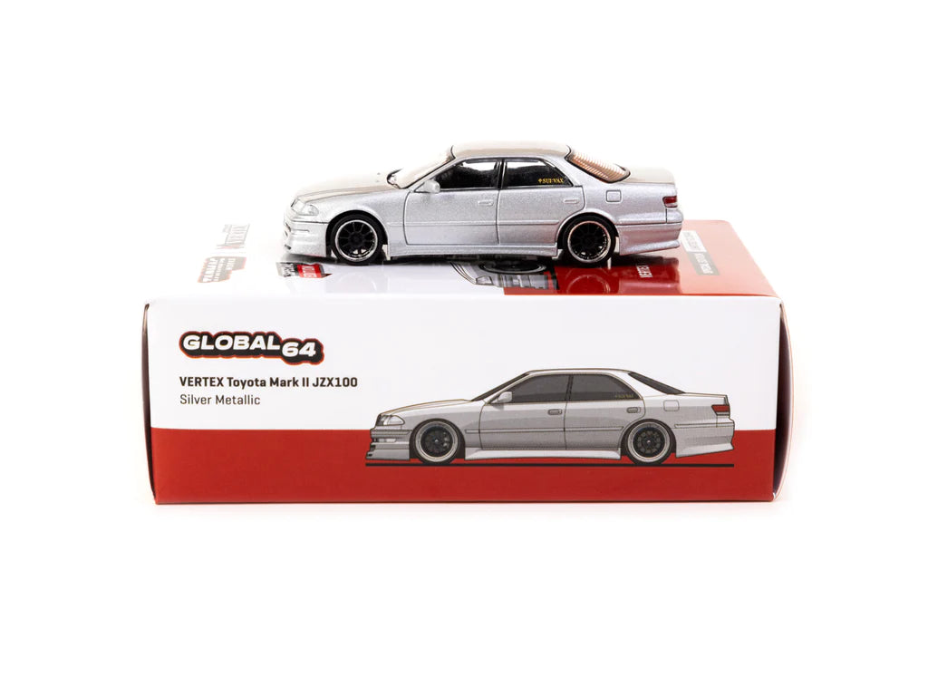 Tarmac Works 1/64 VERTEX Toyota Mark II JZX100 Special Edition Silver Metallic - GLOBAL64