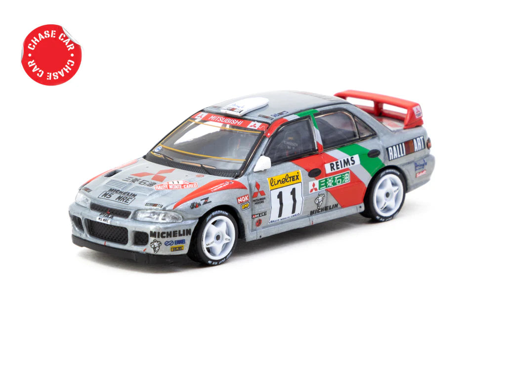 Tarmac Works 1/64 Mitsubishi Lancer Evolution II Rallye Monte-Carlo 1995 #11 GLOBAL64 White - T64G-049-95MCR11