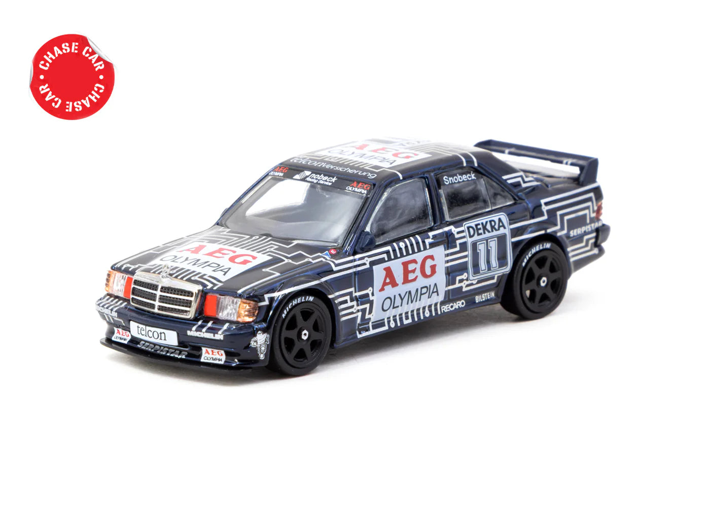 Tarmac Works 1/64 Mercedes-Benz 190 E 2.5-16 EVO 1 DTM 1989 Dany Snobeck GLOBAL64 Black - T64G-057-89DTM11