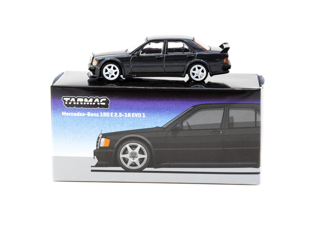 Tarmac Works 1/64 Mercedes-Benz 190 E 2.5-16 EVO 1 Blue-Black Metallic - GLOBAL64 - T64G-057-BK
