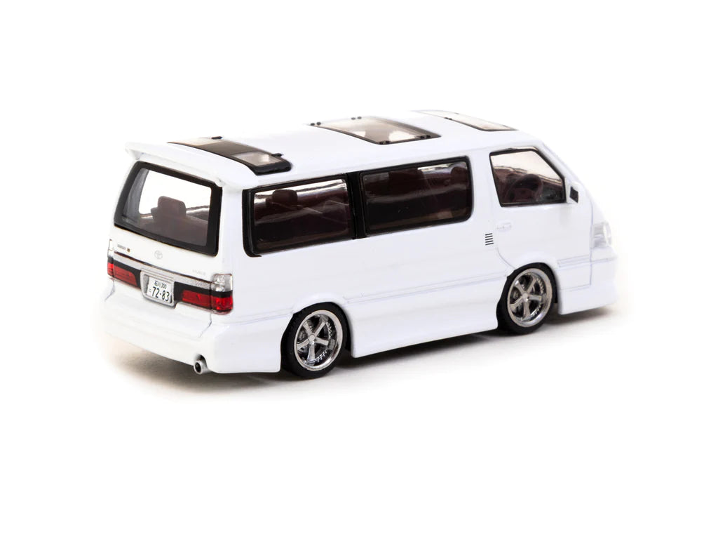 Tarmac Works 1/64 Toyota Hiace Wagon Custom Special Edition - Hobby64 White
