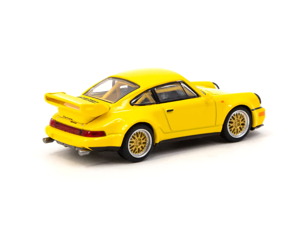 Schuco X Tarmac Works 1/64 Porsche 911 RSR 3.8 Yellow - COLLAB64 Yellow