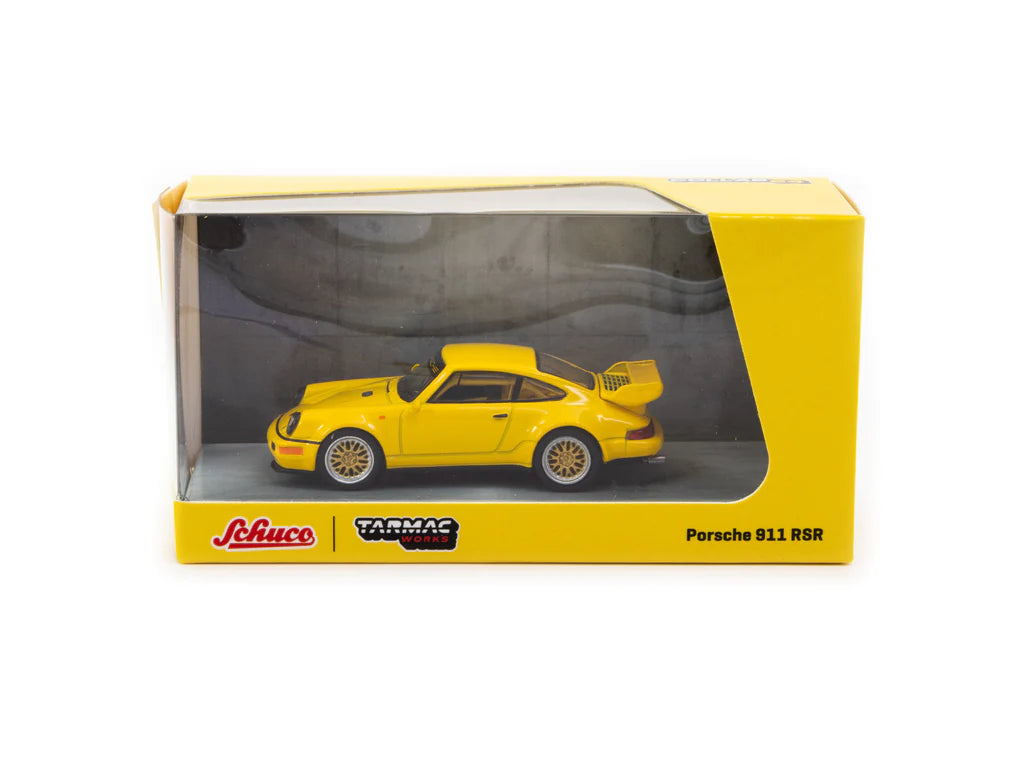 Schuco X Tarmac Works 1/64 Porsche 911 RSR 3.8 Yellow - COLLAB64 Yellow