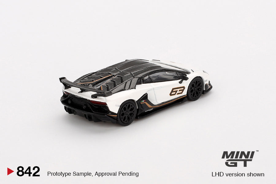 Mini GT 1/64 Lamborghini Aventador SVJ 63 Bianco Asopo White