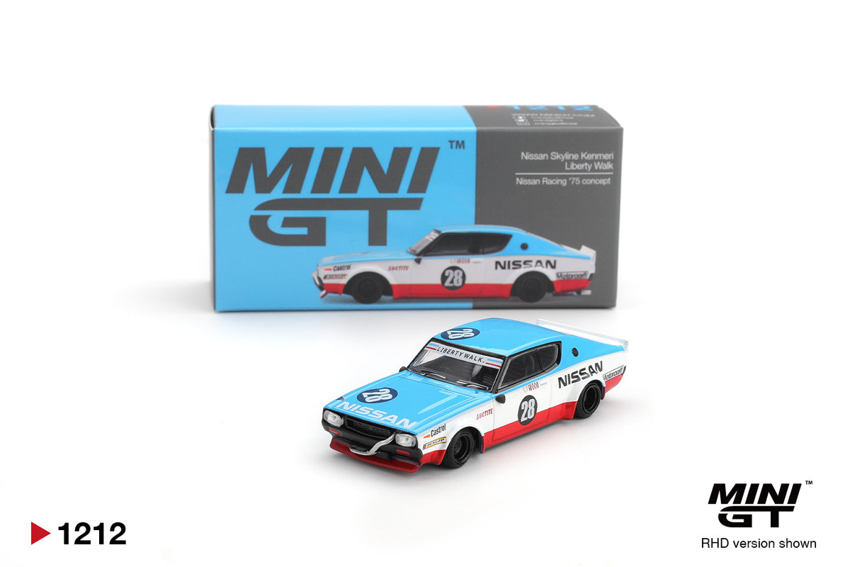 Mini GT 1/64 Nissan Skyline Kenmeri Liberty Walk Nissan Racing '75 concept Blue & White - MGT01212