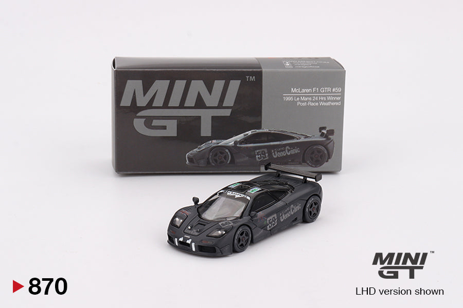 Mini GT 1/64 McLaren F1 GTR #59 1995 Le Mans 24Hr Winner Post-Race Weathered Black - MGT00870