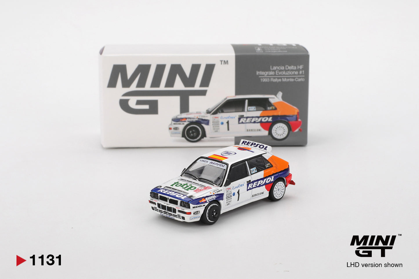 Mini GT 1/64 Lancia Delta HF Integrale Evoluzione #1 1993 Rallye Monte-Carlo White - MGT01131