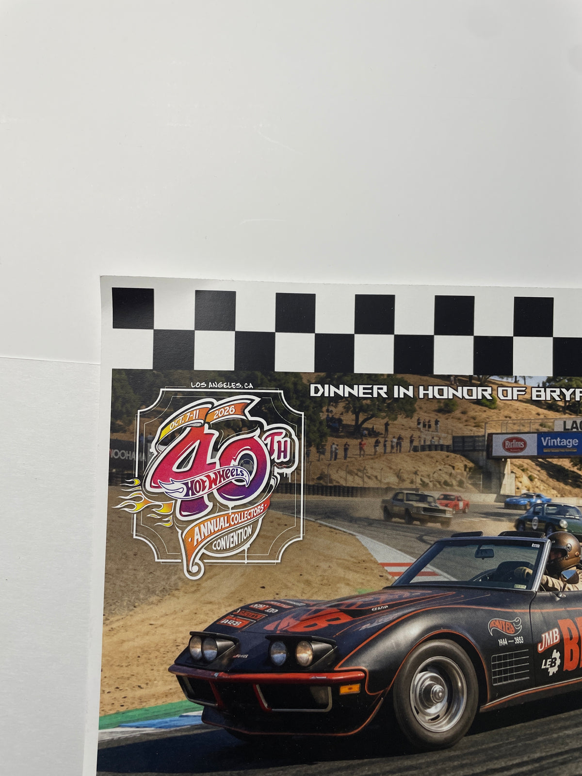 Hot Wheels 1/64 40th Annual Collectors Convention 2026 Dinner Kit '72 Corvette Stingray Convertible Black #2699 / T-Shirt (X-Large)/ Patch/ Pin/ E-Sheet (Read description)