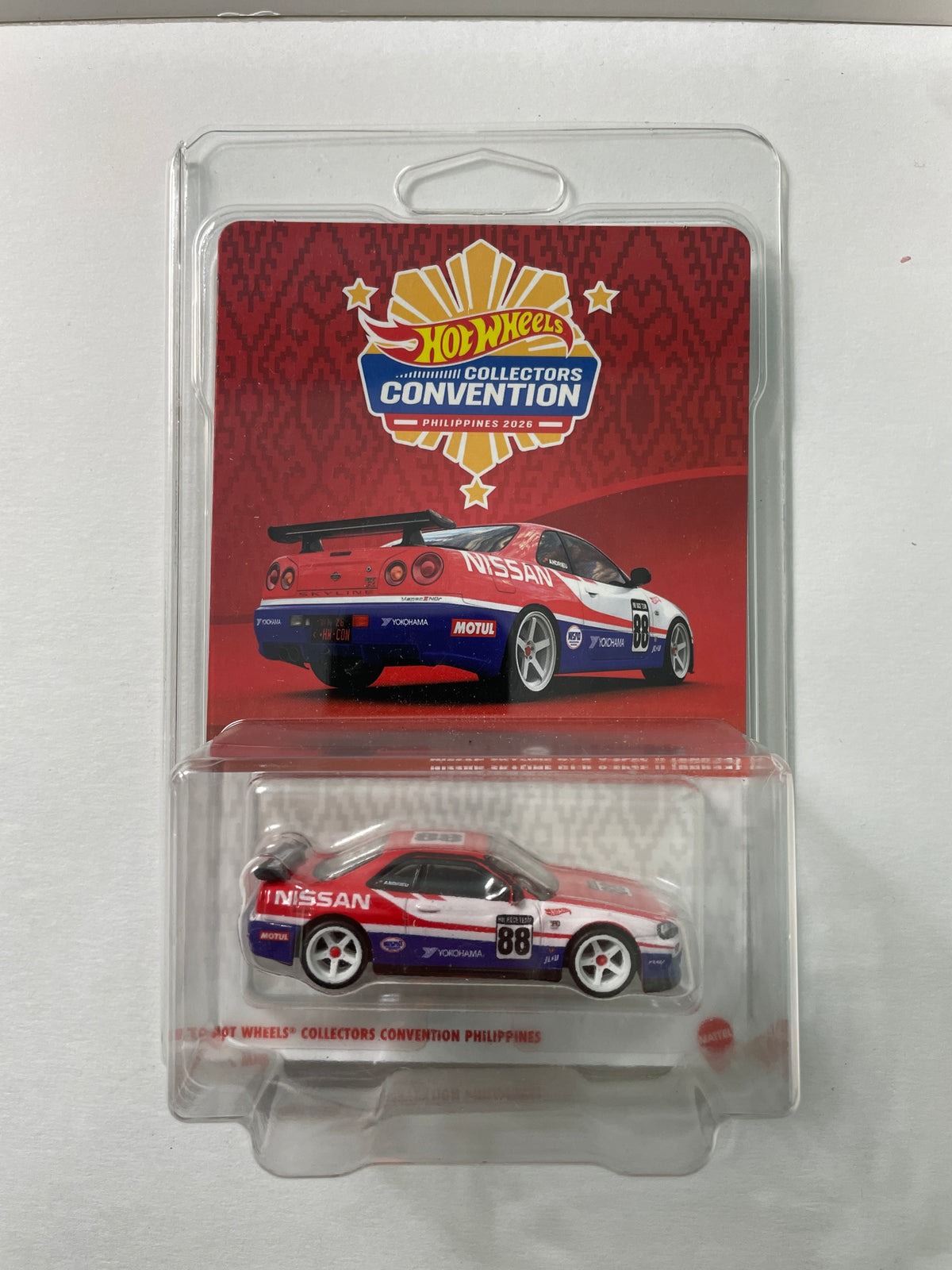 Hot Wheels 1/64 Collectors Convention Philippines 2026 Nissan Skyline GT-R V-Spec II (BNR34) #710 Red/ Blue - JKC11-0910