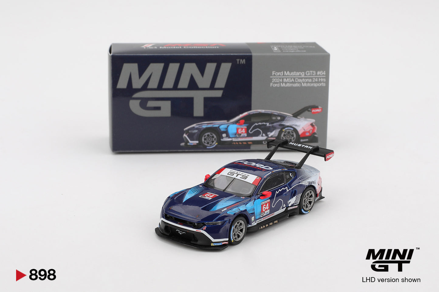 Mini GT 1/64 Ford Mustang GT3 #64 2024 IMSA Daytona 24 Hrs Ford Multimatic Motorsports Blue - MGT00898