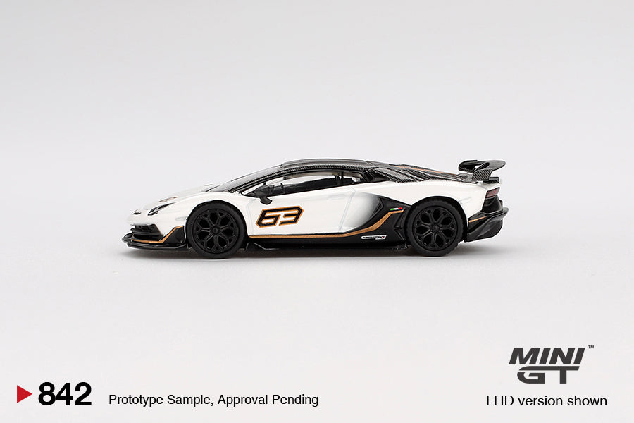 Mini GT 1/64 Lamborghini Aventador SVJ 63 Bianco Asopo White